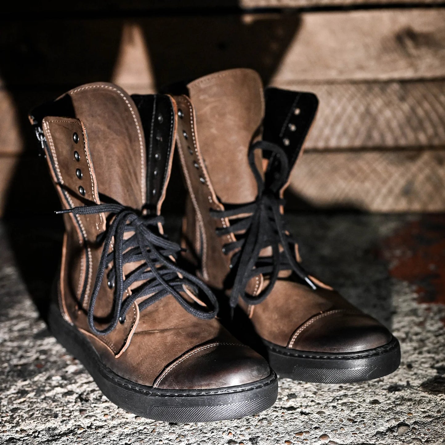 Pánské vysoké kožené boty Liam Hnědé – ručně šité boty z italské kůže | KarolShoes