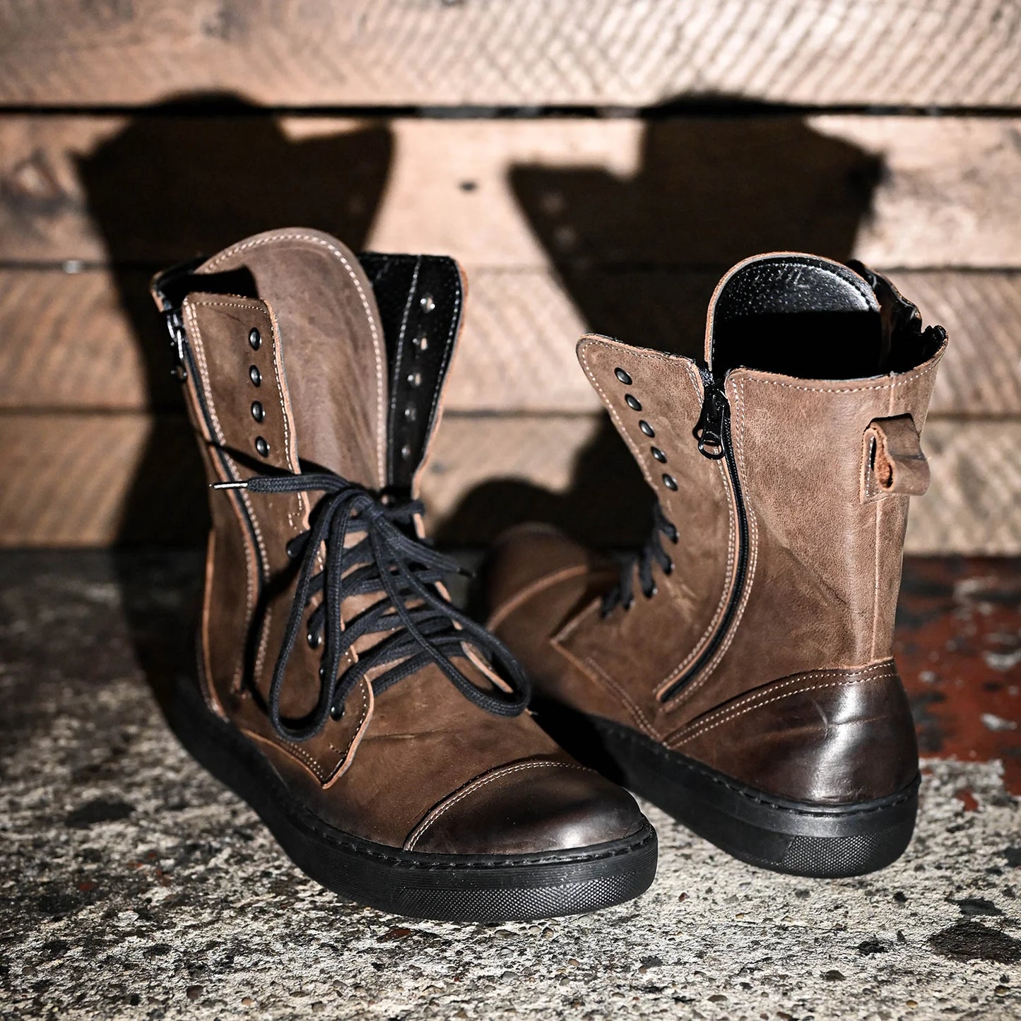 Pánské vysoké kožené boty Liam Hnědé – ručně šité boty z italské kůže | KarolShoes