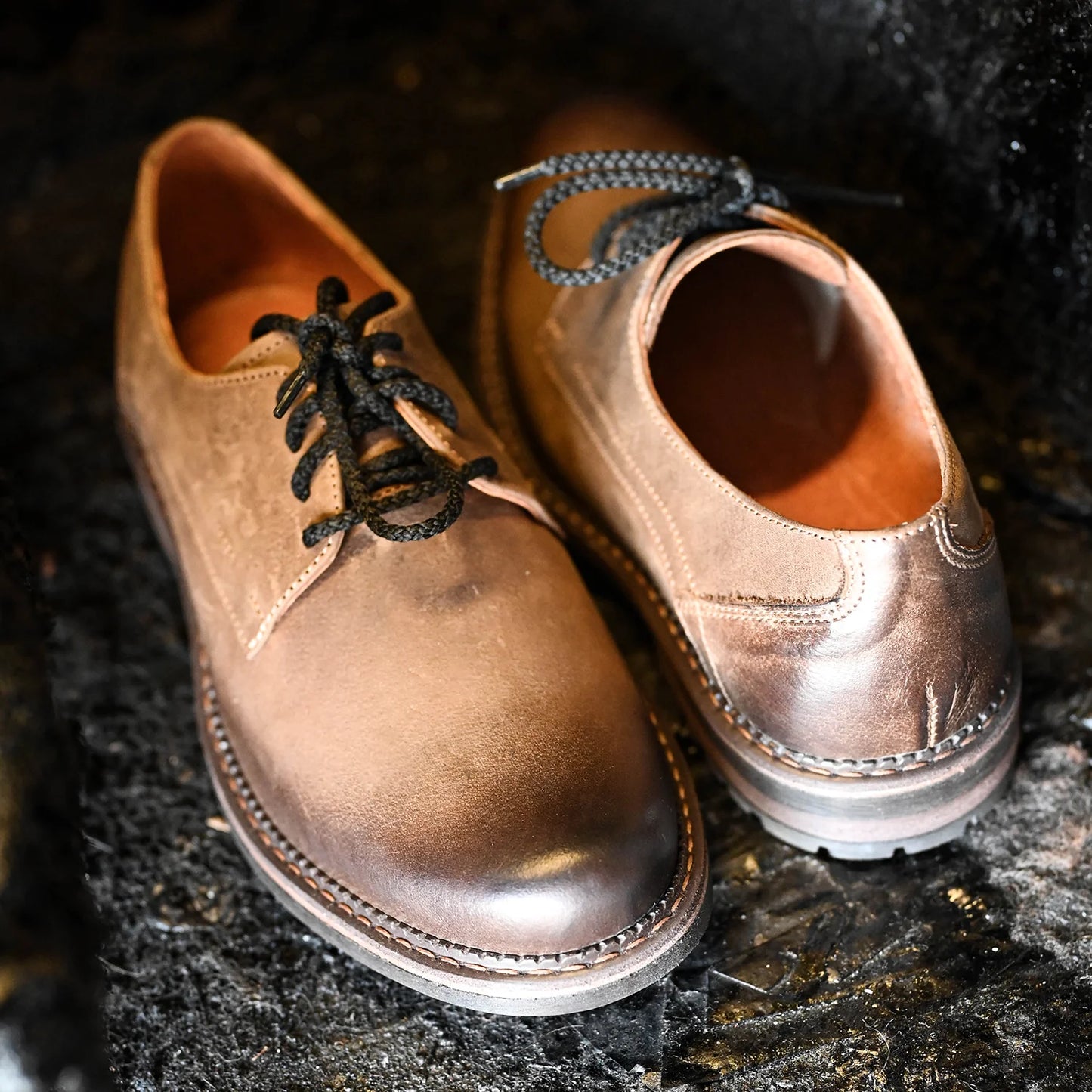 Pánské kožené derby polobotky Aldo – ručně šité hnědé | KarolShoes
