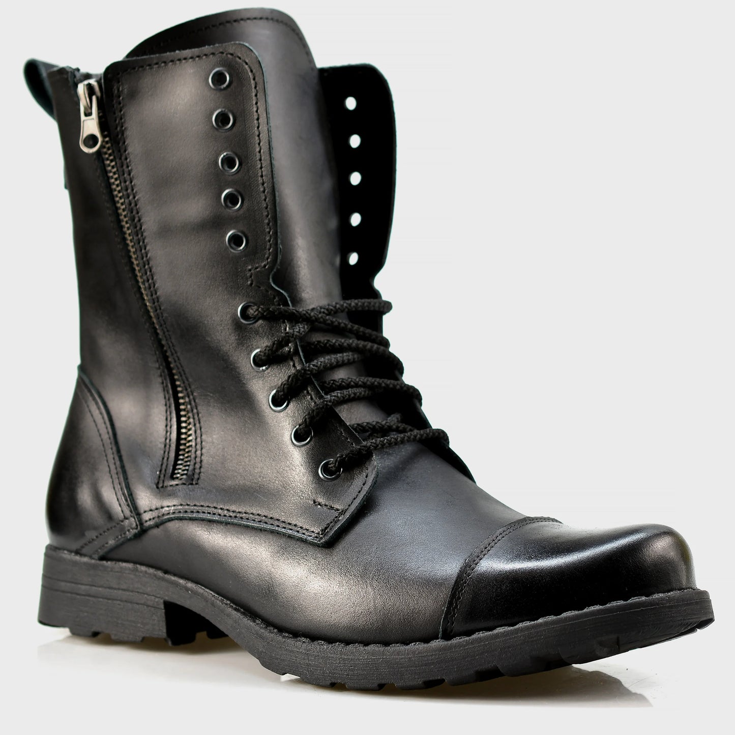 Pánské kožené boty Landon Černé – ručně šité vysoké boty z italské kůže | KarolShoes
