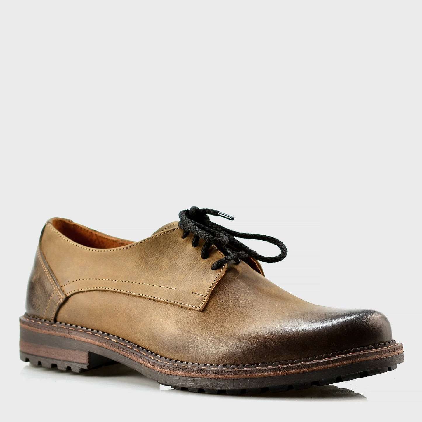 Pánské kožené derby polobotky Aldo – ručně šité hnědé | KarolShoes