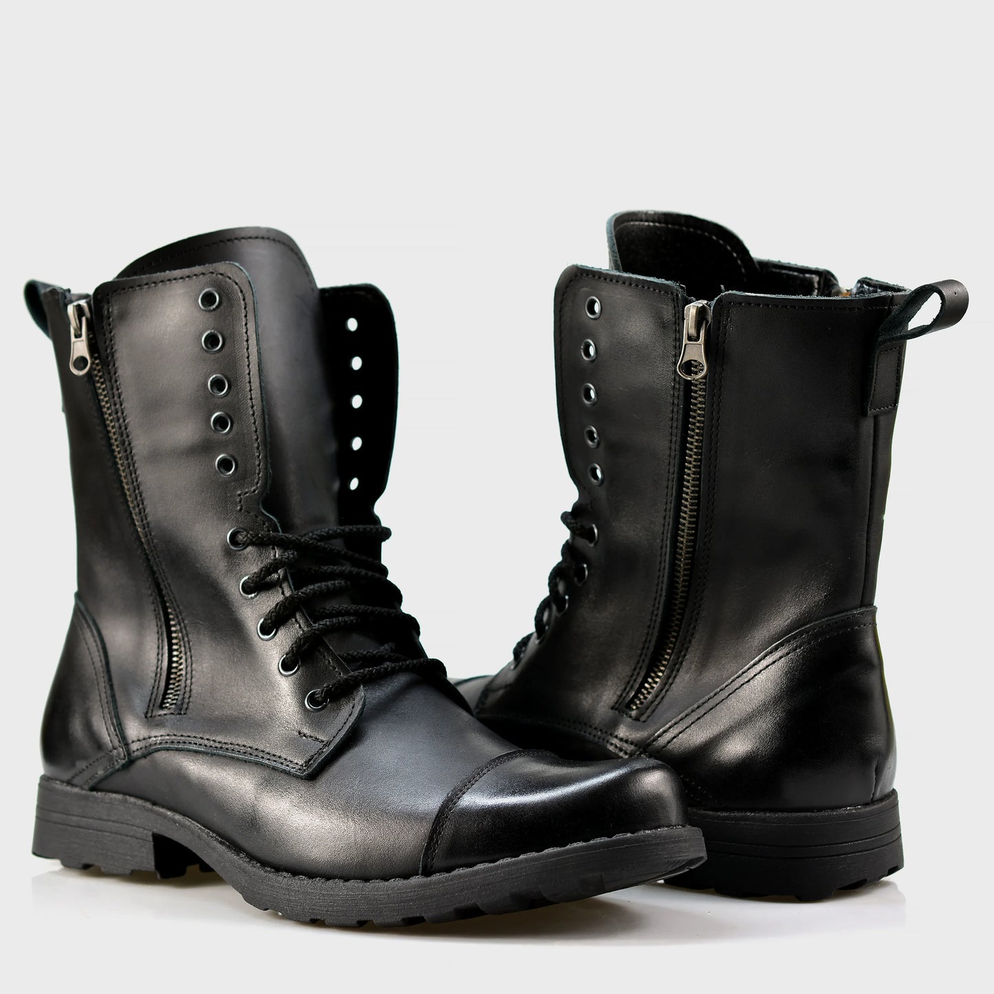Pánské kožené boty Landon Černé – ručně šité vysoké boty z italské kůže | KarolShoes