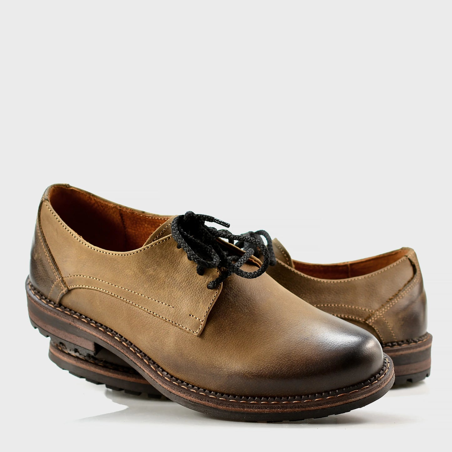 Pánské kožené derby polobotky Aldo – ručně šité hnědé | KarolShoes