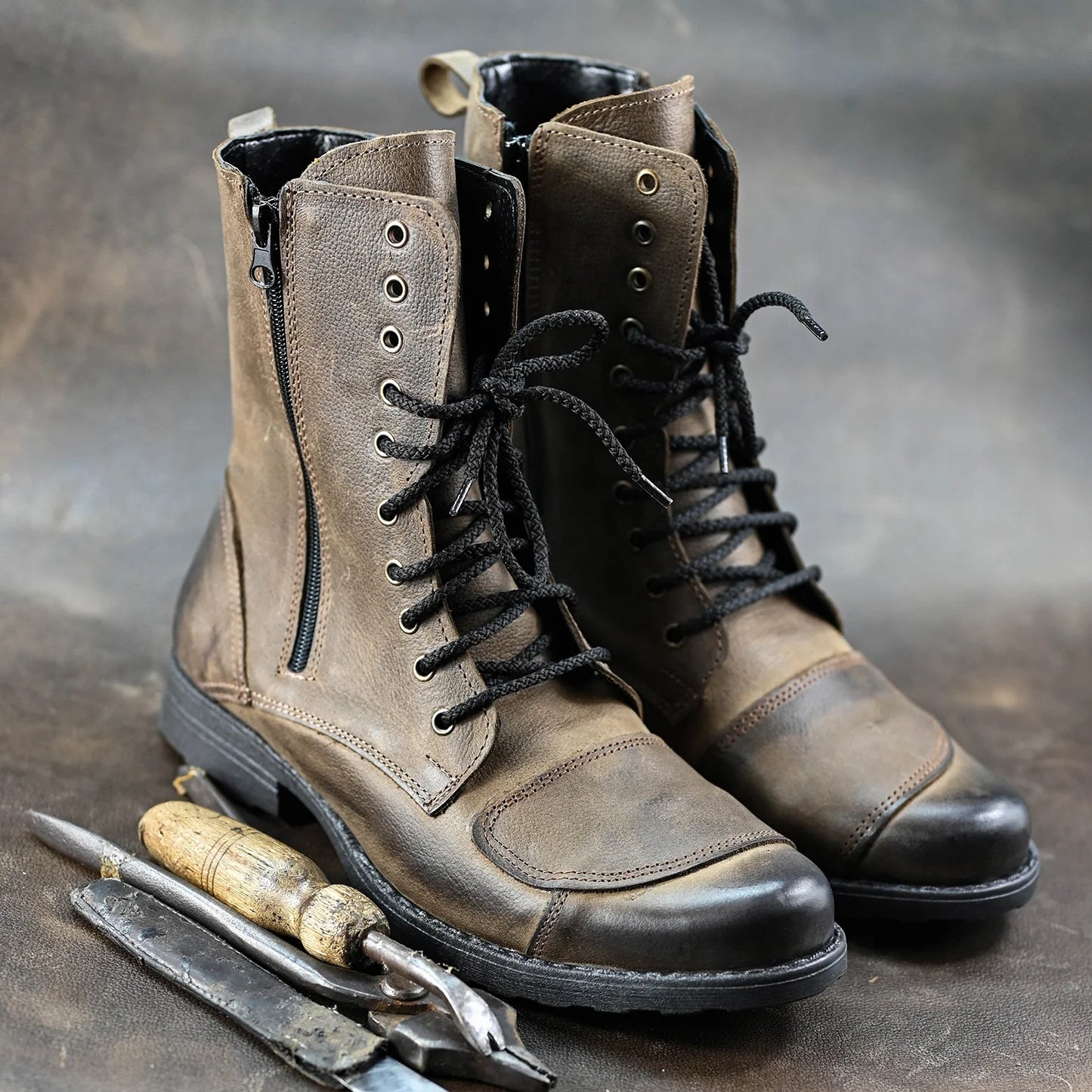 Motocyklové boty All Ride Hunter Hnědé – ručně šité boty z italské kůže | KarolShoes