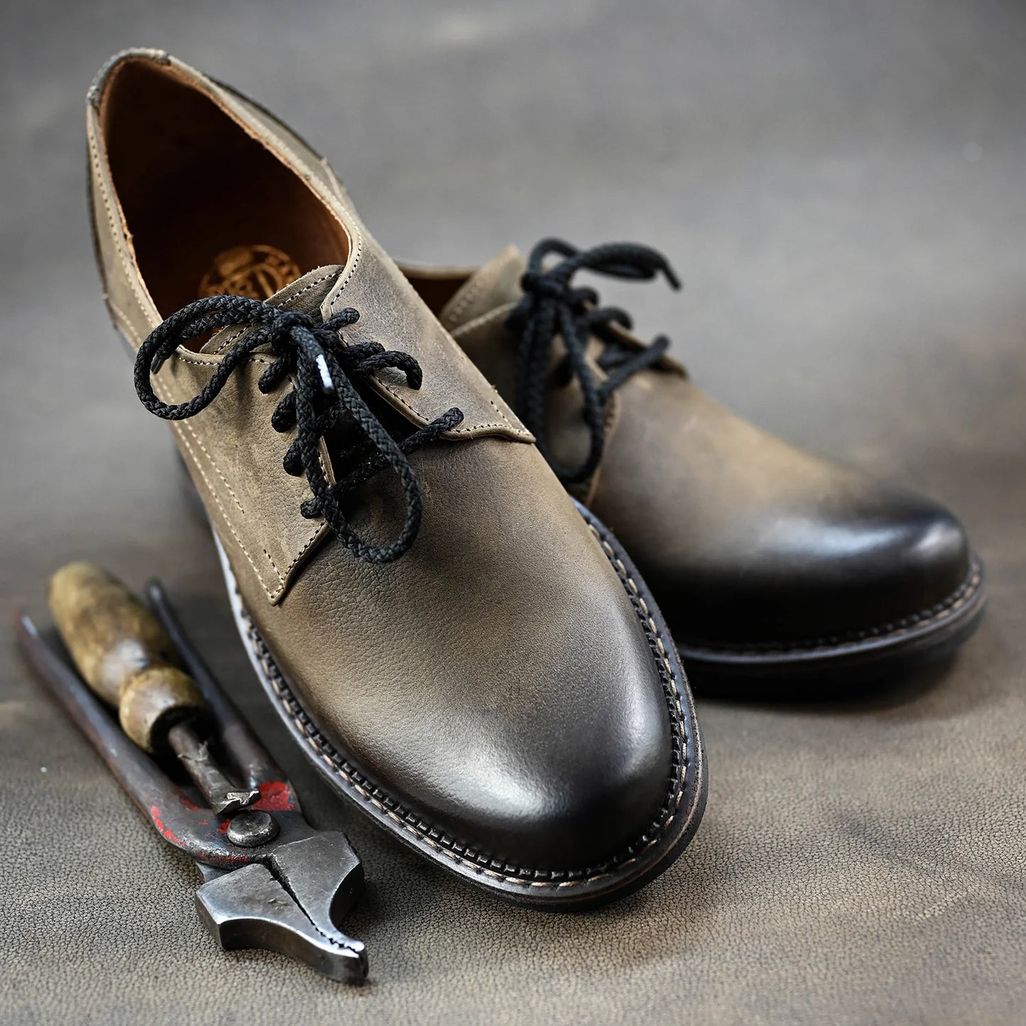 Pánské kožené derby polobotky Aldo – ručně šité hnědé | KarolShoes