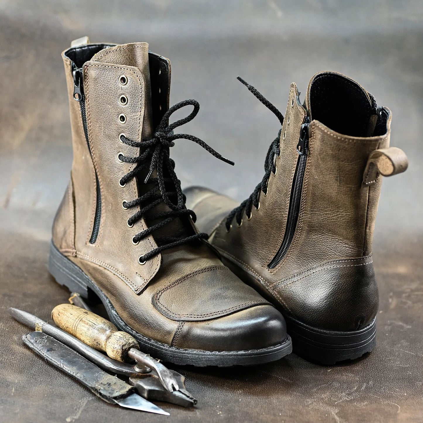 Motocyklové boty All Ride Hunter Hnědé – ručně šité boty z italské kůže | KarolShoes