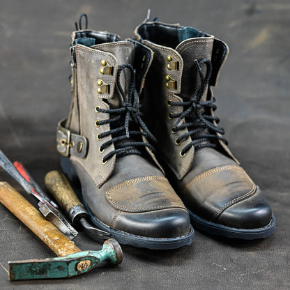 Brown Leather Men’s Motorcycle Boots – Chad | KarolShoes