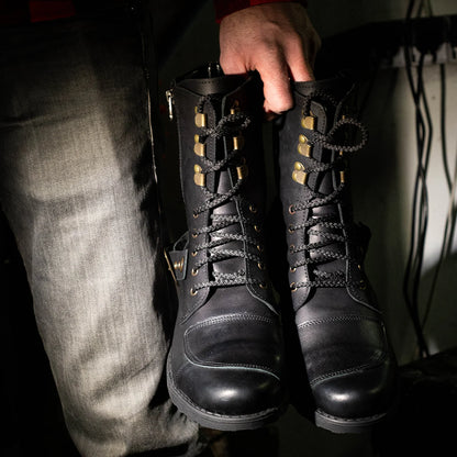 Motocyklové boty All Ride Sonny – ručně šité černé boty z italské kůže | KarolShoes