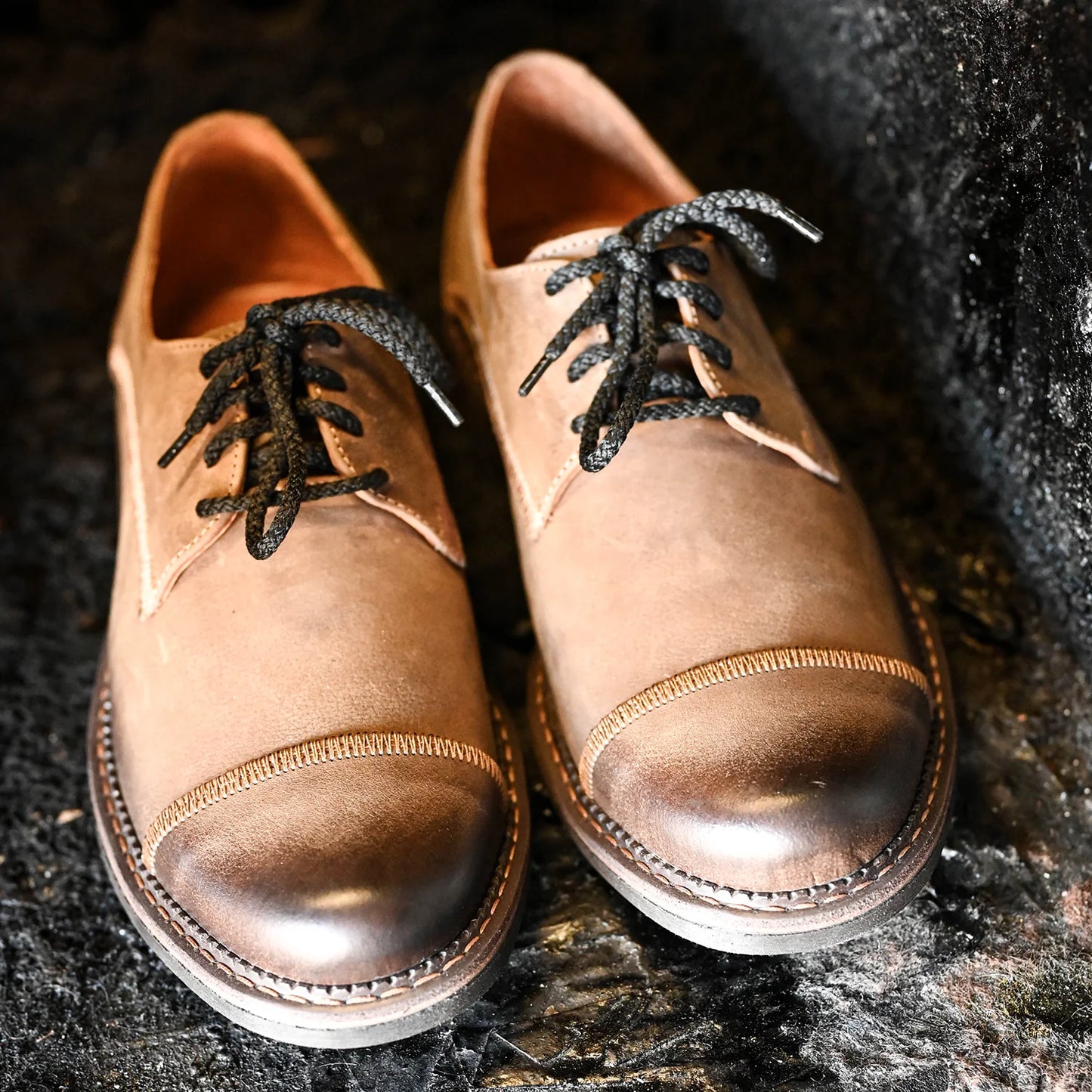 Pánské kožené derby polobotky Mauro hnědé – ručně šité | KarolShoes