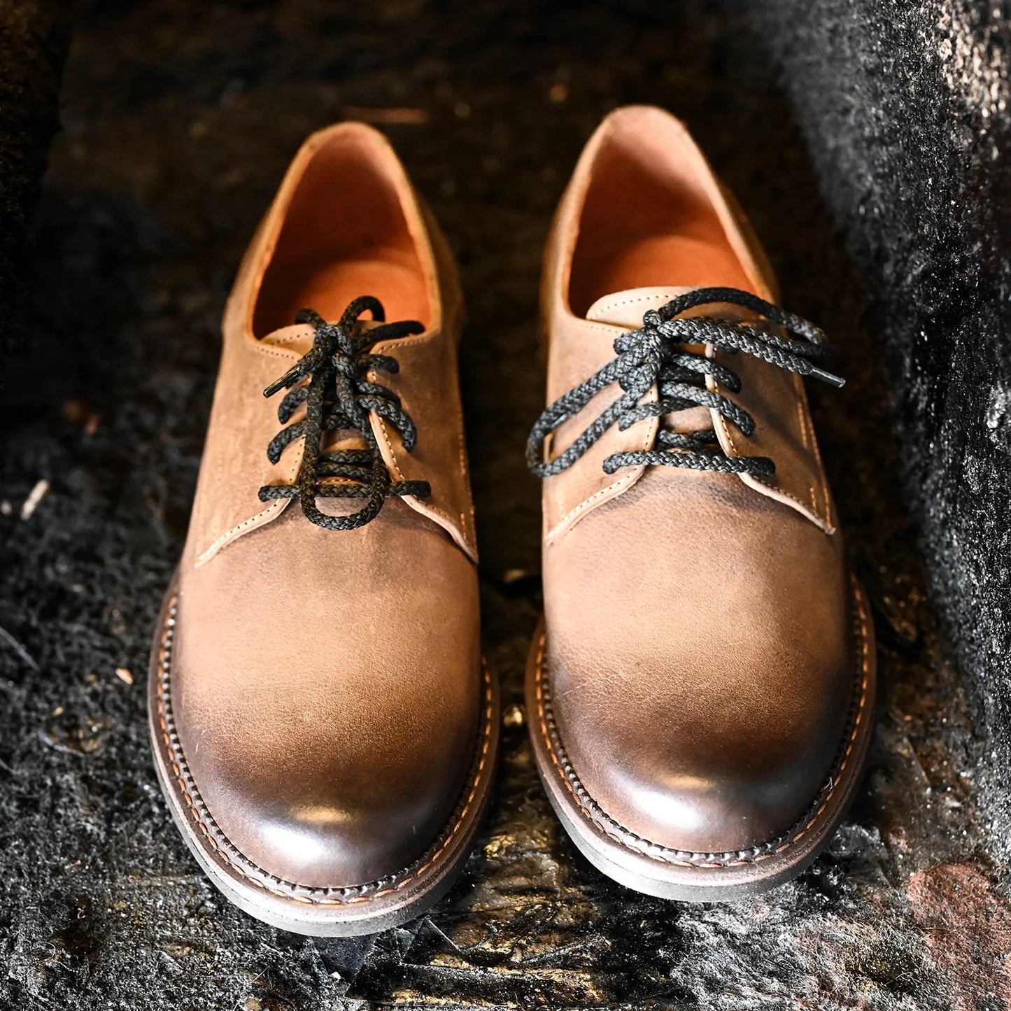 Pánské kožené derby polobotky Aldo – ručně šité hnědé | KarolShoes