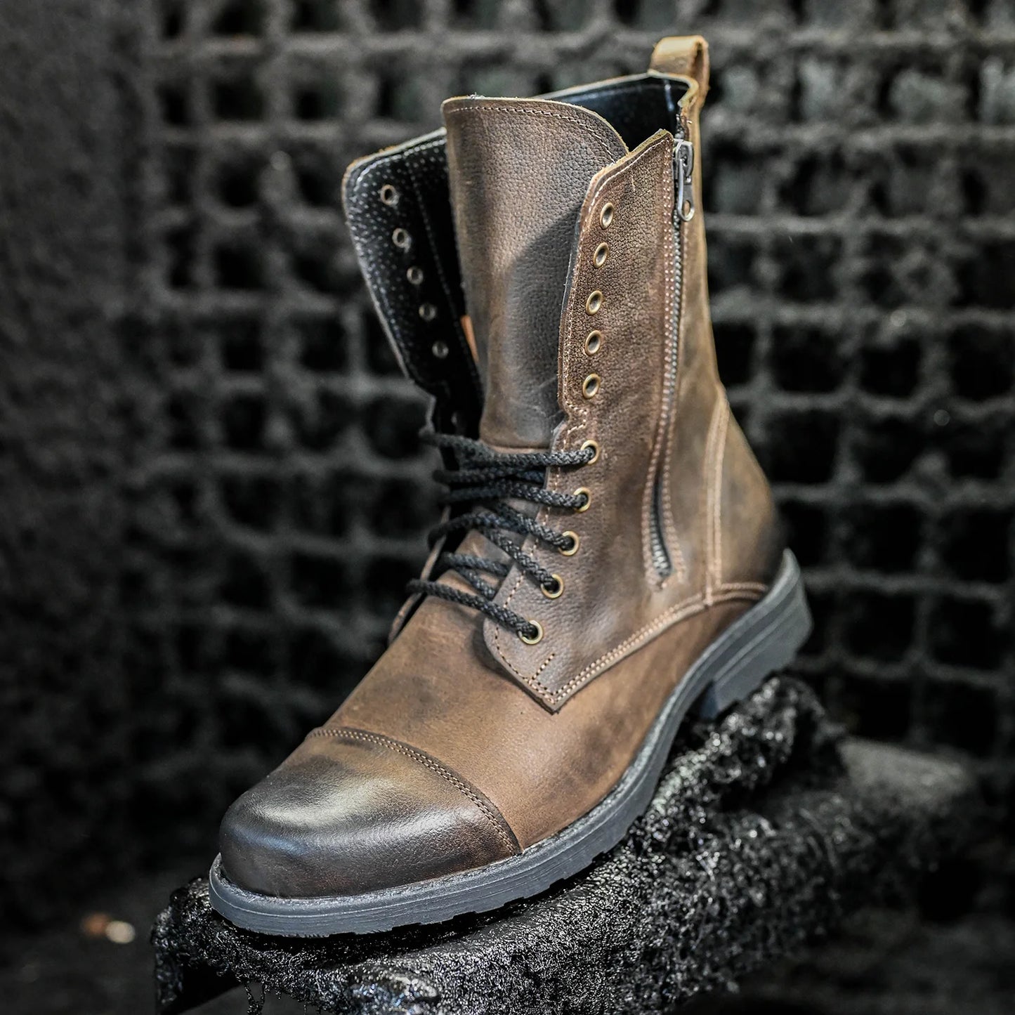 Handmade Brown Leather Men’s Combat Boots – Landon | KarolShoes