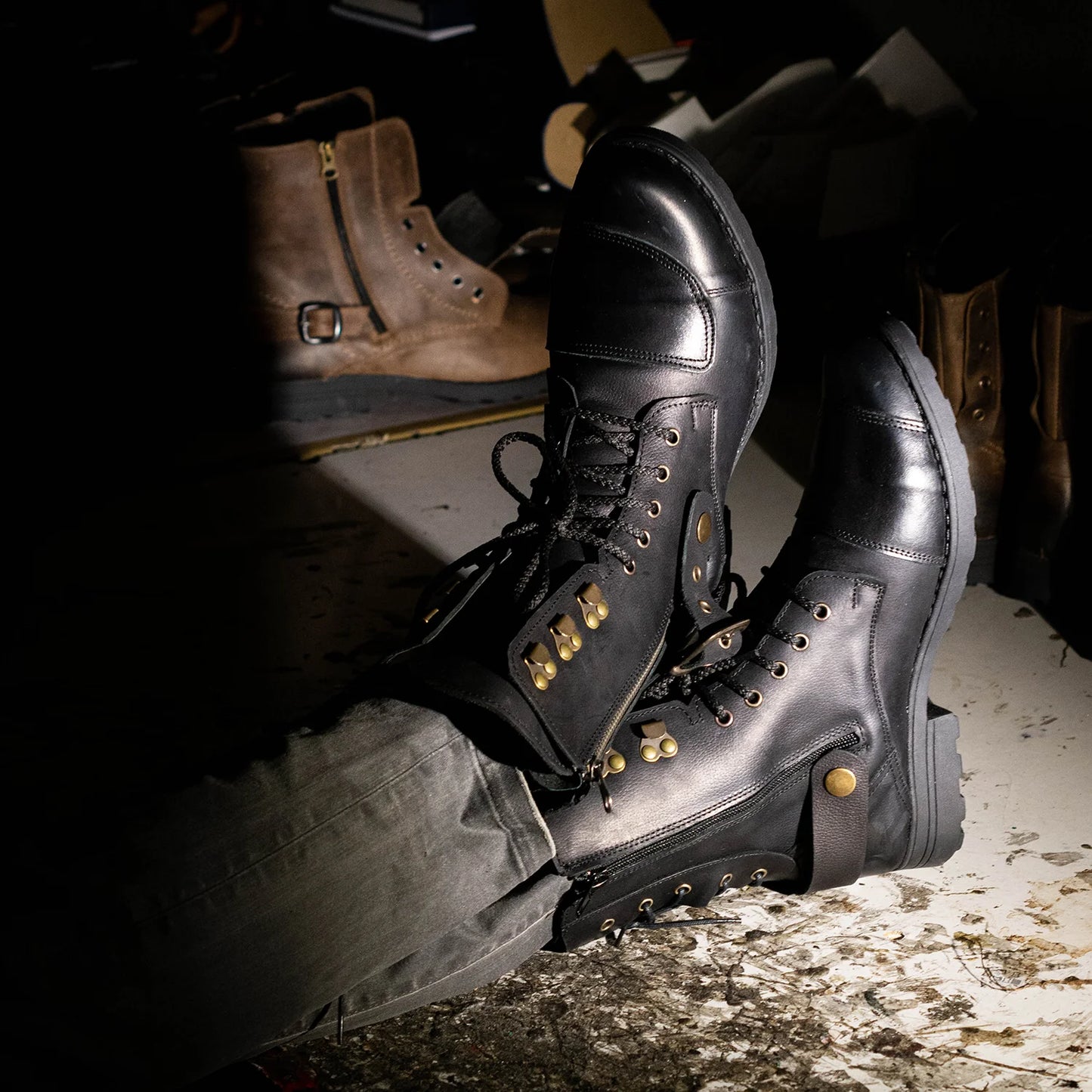 Motocyklové boty All Ride Sonny – ručně šité černé boty z italské kůže | KarolShoes