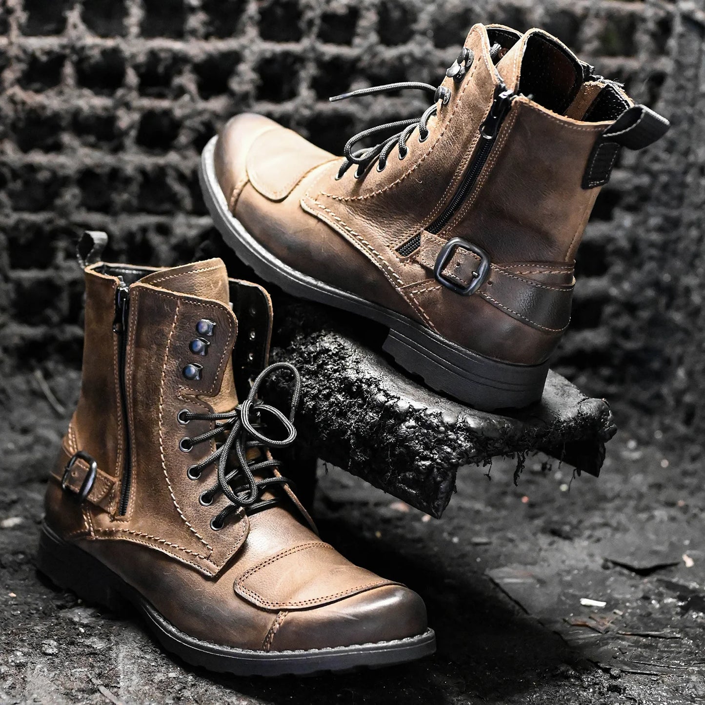 Motocyklové boty All Ride Blake Hnědé – ručně šité z italské kůže | KarolShoes
