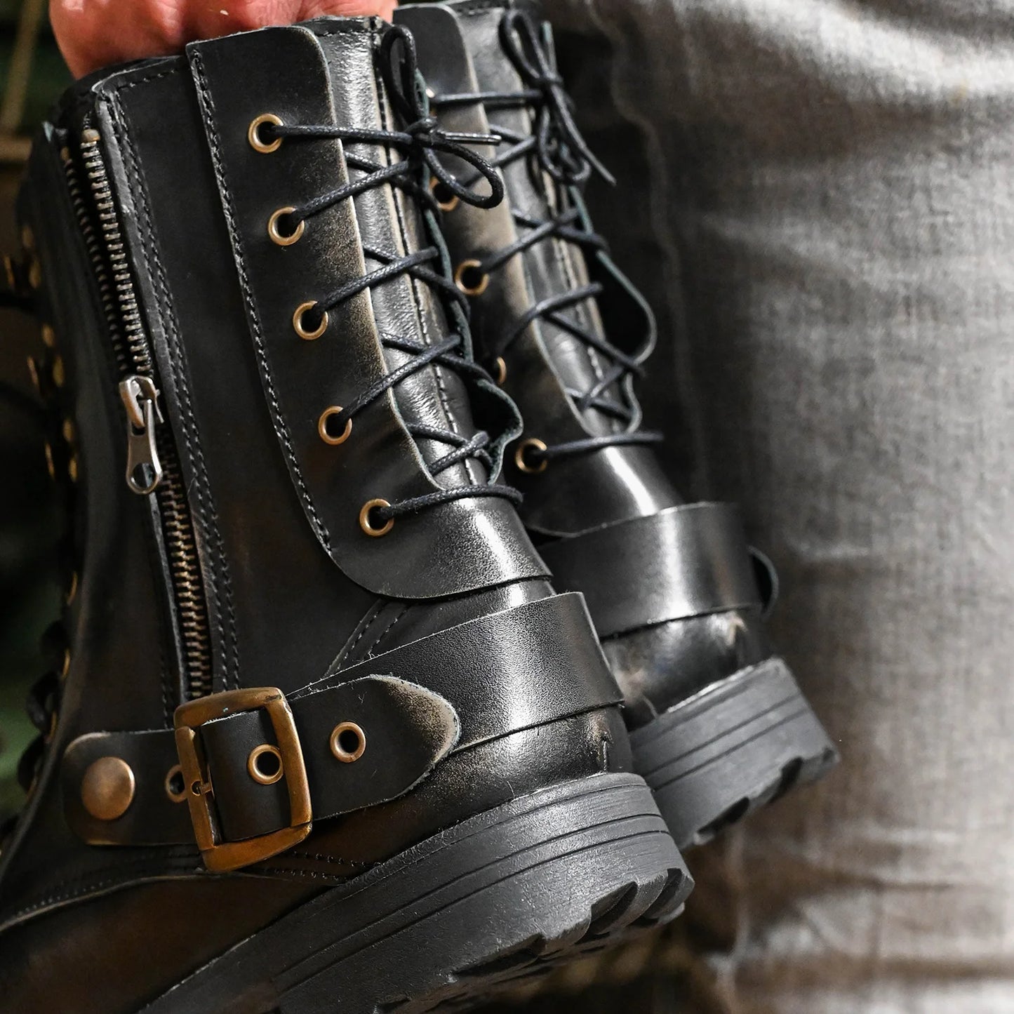 Black BS Leather Men’s Motorcycle Boots – Sonny | KarolShoes