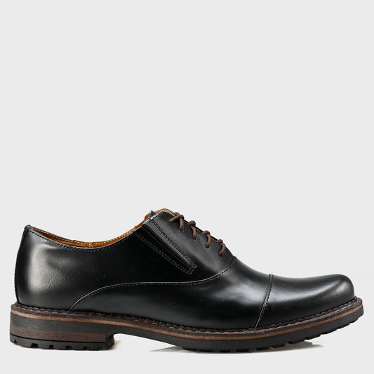 Pánské kožené derby polobotky Enzo – ručně šité černé | KarolShoes