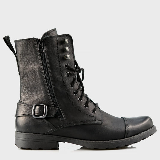 Pánské vysoké kožené boty Noah Černé – ručně šité z prémiové kůže | KarolShoes