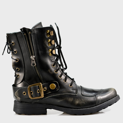 Black BS Leather Men’s Motorcycle Boots – Sonny | KarolShoes