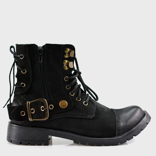 Dámské kotníkové boty Elira – ručně šité černé boty z italské kůže | KarolShoes