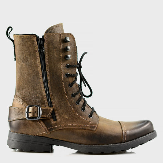 Pánské vysoké kožené boty Noah Hnědé – ručně šité z prémiové kůže | KarolShoes