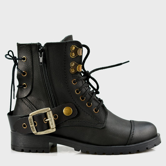 Dámské kotníkové boty Mora – ručně šité černé boty z italské kůže | KarolShoes