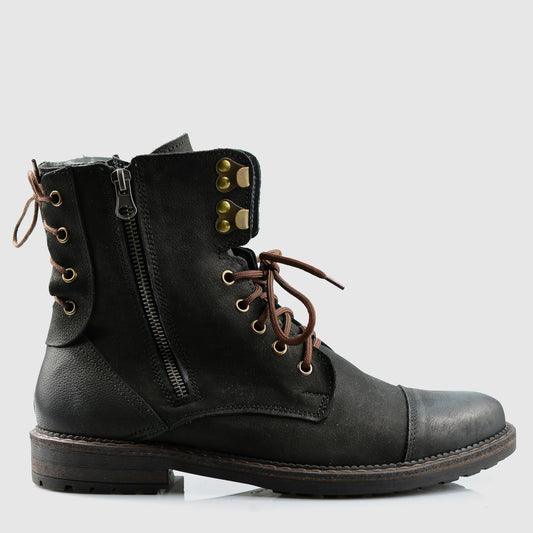 Pánské boty Marc – ručně šité černé kožené šněrovací boty | KarolShoes