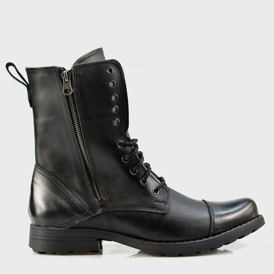 Pánské kožené boty Landon Černé – ručně šité vysoké boty z italské kůže | KarolShoes