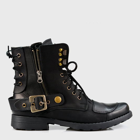 Motocyklové boty All Ride Chad – ručně šité černé boty z italské kůže | KarolShoes