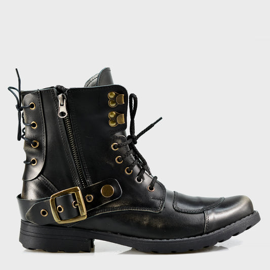 Motocyklové boty All Ride Chad Černé BS – ručně šité boty z italské kůže | KarolShoes