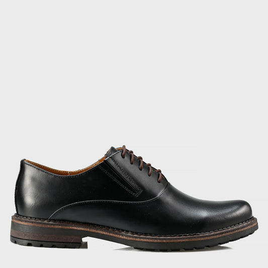 Pánské kožené derby polobotky Dario – ručně šité černé | KarolShoes