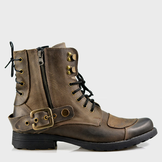 Motocyklové boty All Ride Chad – ručně šité hnědé boty z italské kůže | KarolShoes