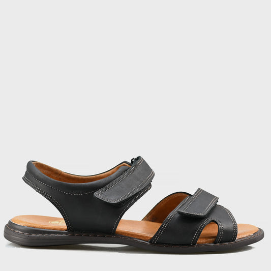 Pánské kožené sandály Lino – ručně šité černé | KarolShoes