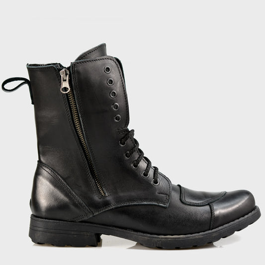 Motocyklové boty All Ride Hunter Černé – ručně šité boty z italské kůže | KarolShoes