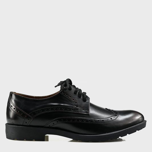 Black Leather Men’s Brogues – Hand-Stitched – Oxford Ridge | KarolShoes