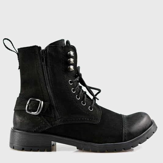 Dámské kotníkové boty Aria – ručně šité černé boty z italské kůže | KarolShoes