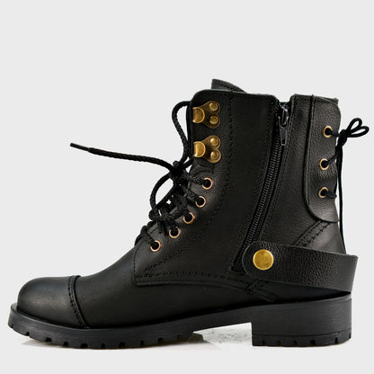 Dámské kotníkové boty Mora – ručně šité černé boty z italské kůže | KarolShoes