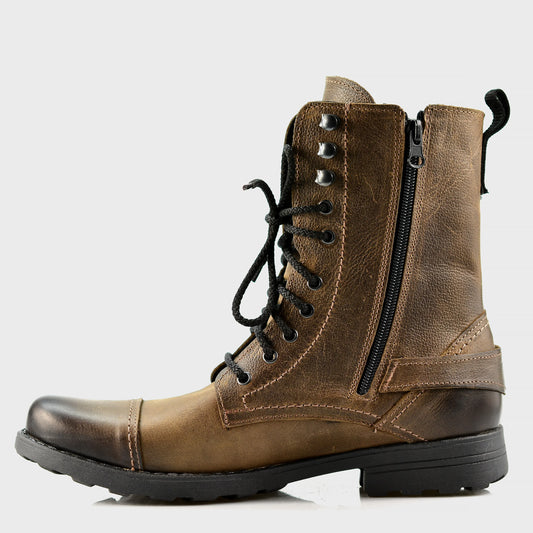 Pánské vysoké kožené boty Noah Hnědé – ručně šité z prémiové kůže | KarolShoes