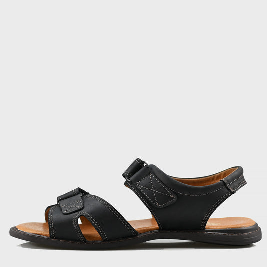 Pánské kožené sandály Lino – ručně šité černé | KarolShoes