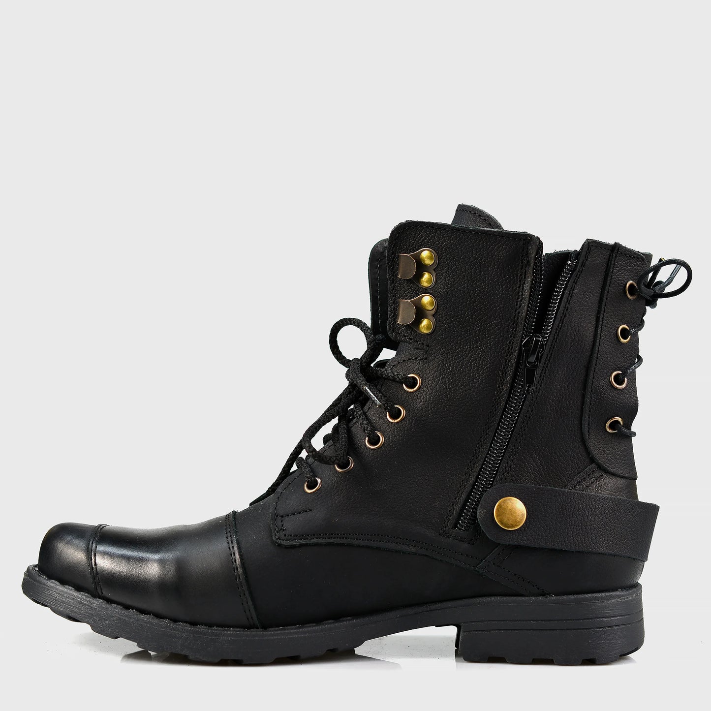 Black Leather Men’s Motorcycle Boots – Chad | KarolShoes