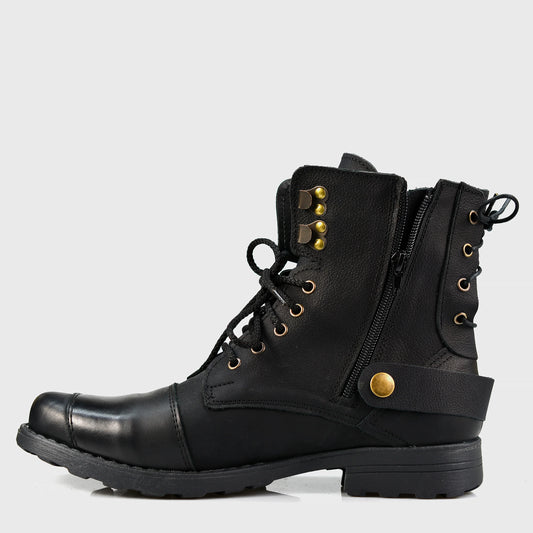 Motocyklové boty All Ride Chad – ručně šité černé boty z italské kůže | KarolShoes