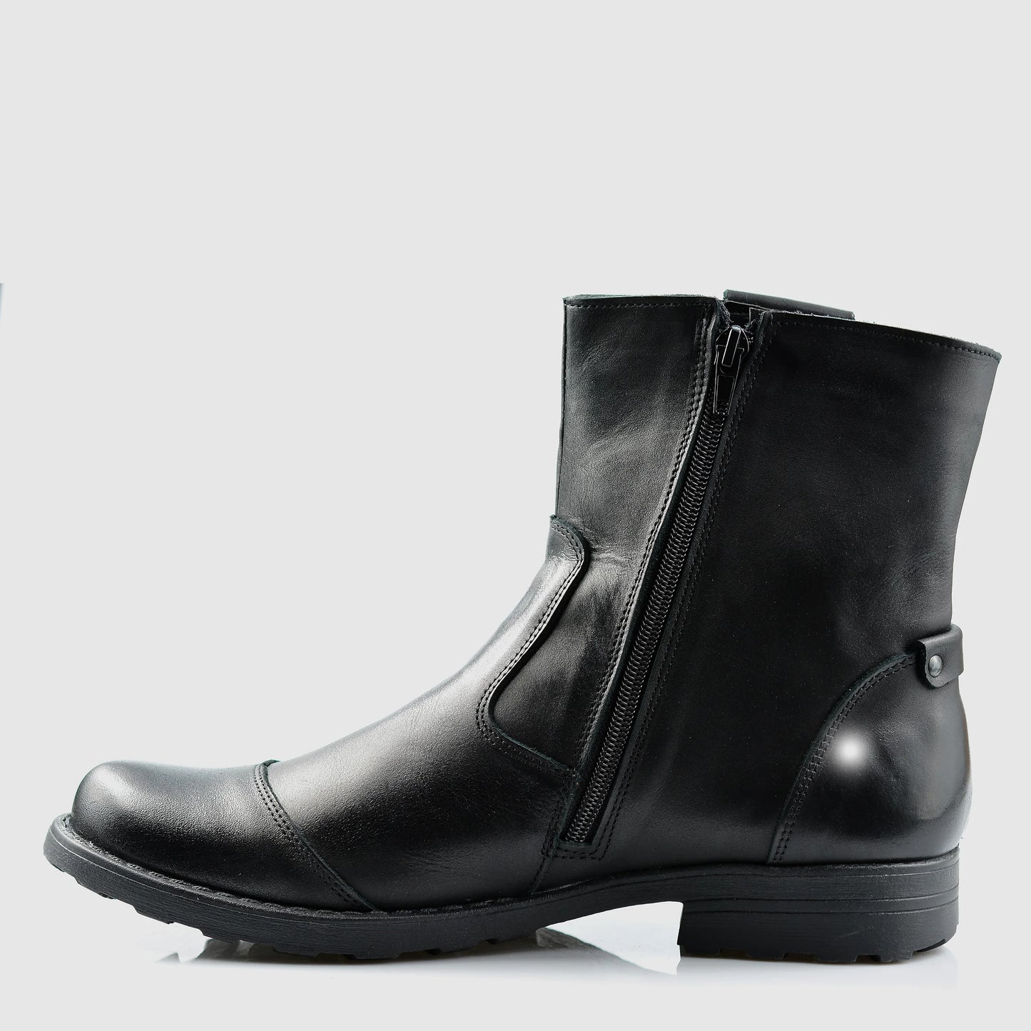 Pánské kožené boty Casual – ručně šité černé boty s páskem | KarolShoes