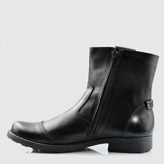 Pánské kožené boty Casual – ručně šité černé boty s páskem | KarolShoes