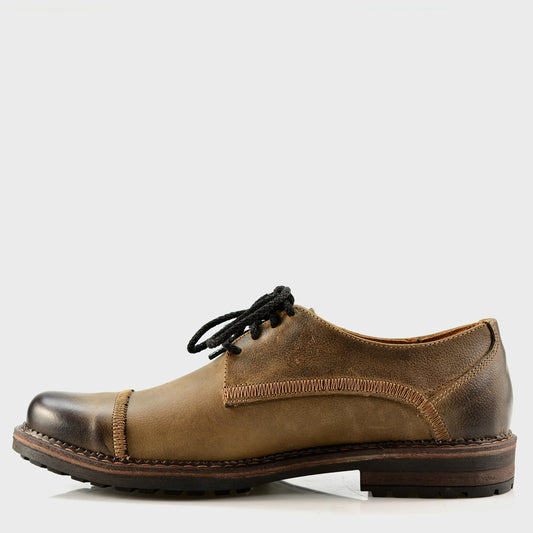 Pánské kožené derby polobotky Mauro hnědé – ručně šité | KarolShoes