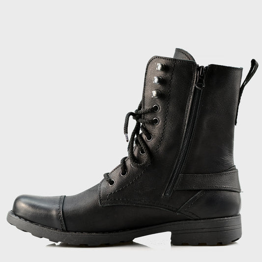 Pánské vysoké kožené boty Noah Černé – ručně šité z prémiové kůže | KarolShoes