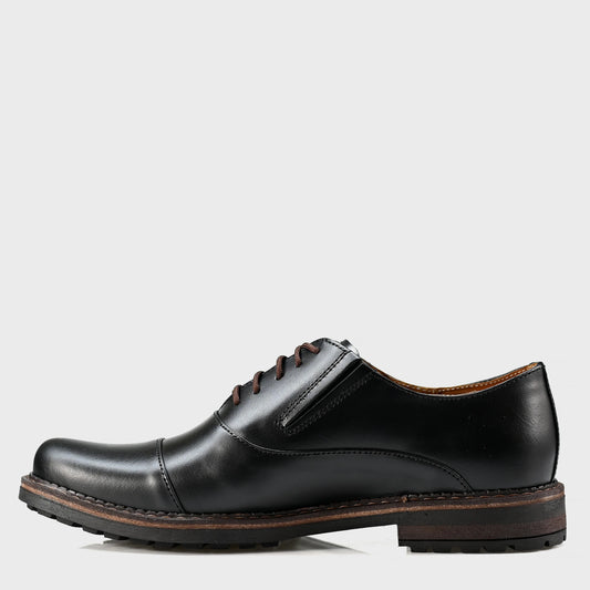 Pánské kožené derby polobotky Enzo – ručně šité černé | KarolShoes