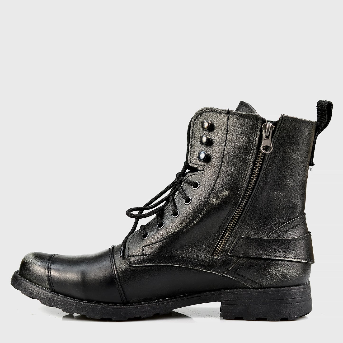Black Leather Men’s Motorcycle Boots – Jimy | KarolShoes