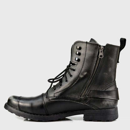 Black Leather Men’s Motorcycle Boots – Jimy | KarolShoes