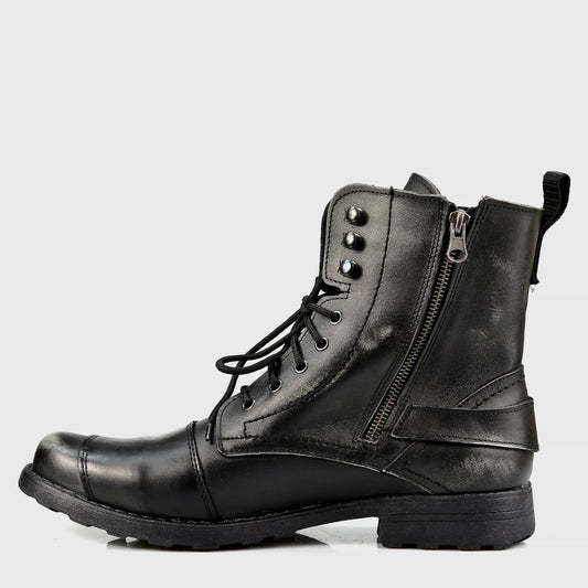 Motocyklové boty All Ride Jimi – ručně šité černé boty z italské kůže | KarolShoes