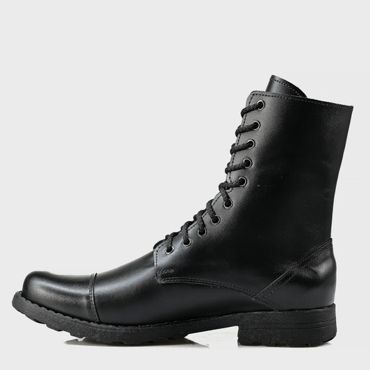 Pánské vysoké kožené boty Corvo – ručně šité černé třševíky | KarolShoes