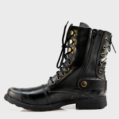 Black BS Leather Men’s Motorcycle Boots – Sonny | KarolShoes