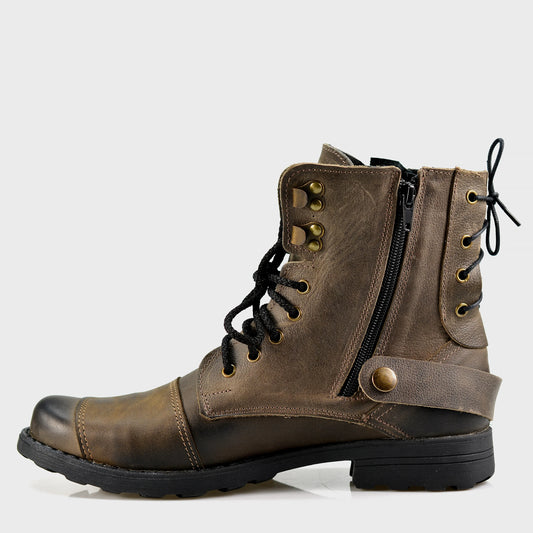 Motocyklové boty All Ride Chad – ručně šité hnědé boty z italské kůže | KarolShoes